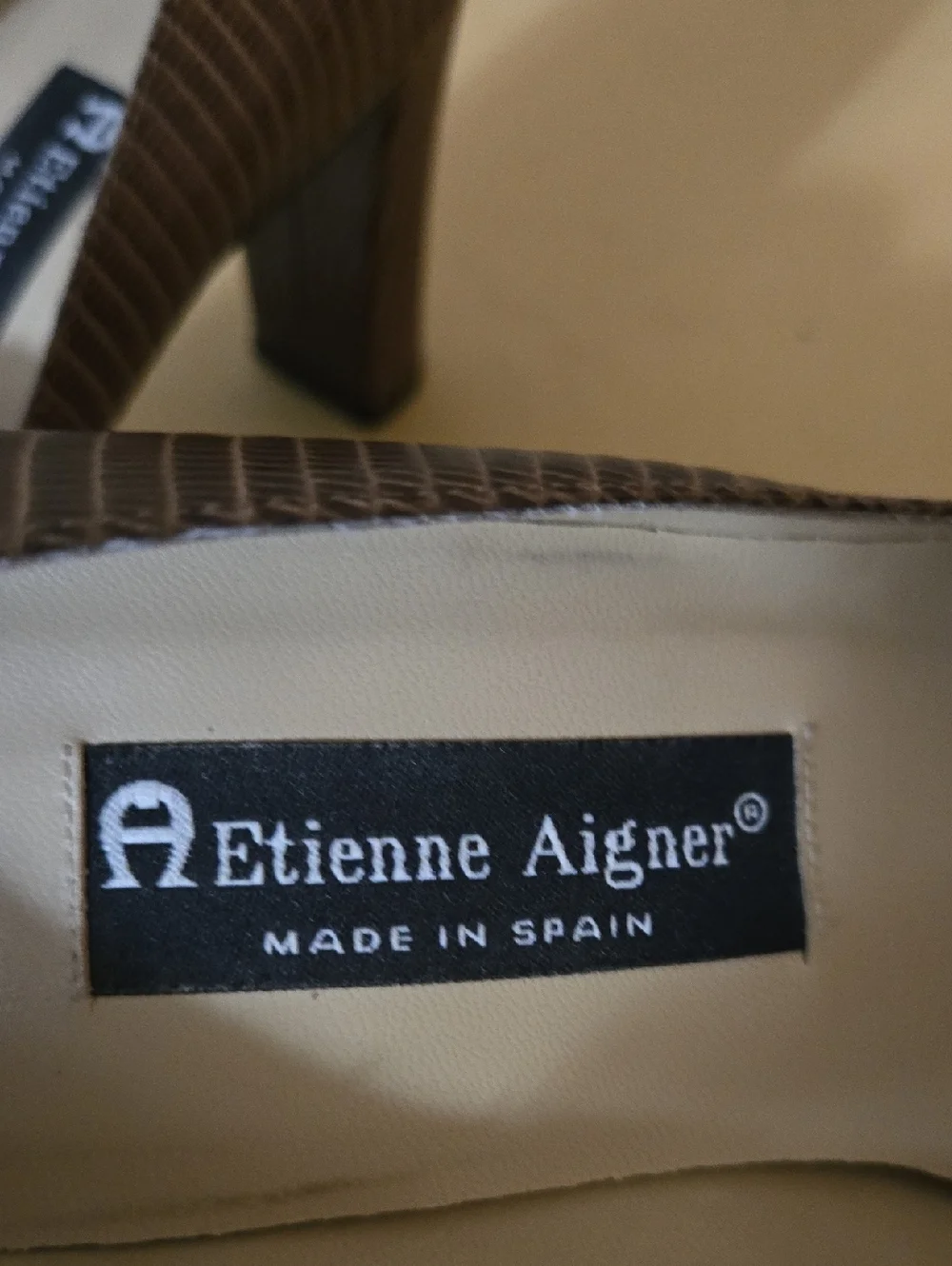 Etienne Aigner Brown Textured Leather Peep-Toe Heels Size 7M